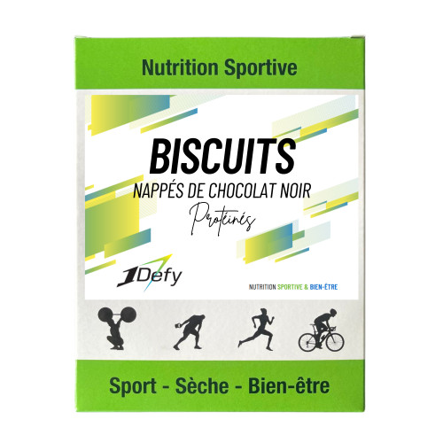 Biscuits protéinés nappés de chocolat noir - 1Defy