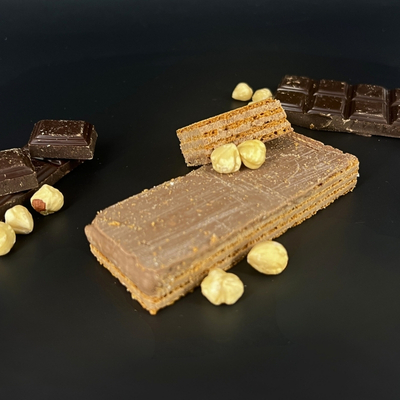 Présentation Gaufrette protéinée saveur cacao noisette - 1Defy nutrition sportive Made in Bourgogne