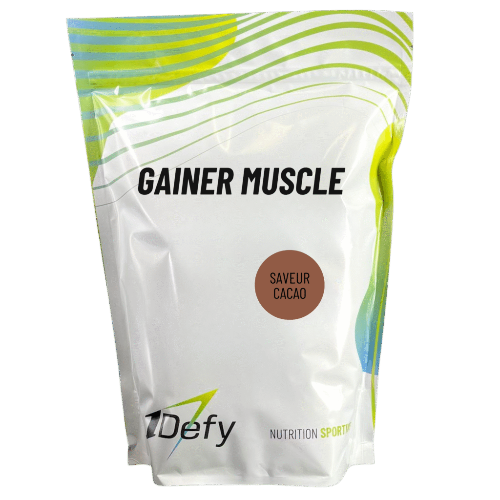 Boisson protéinée prise de masse, Gainer Muscle, saveur cacao, 1Defy Nutrition Sportive Made in Bourgogne, Made in France