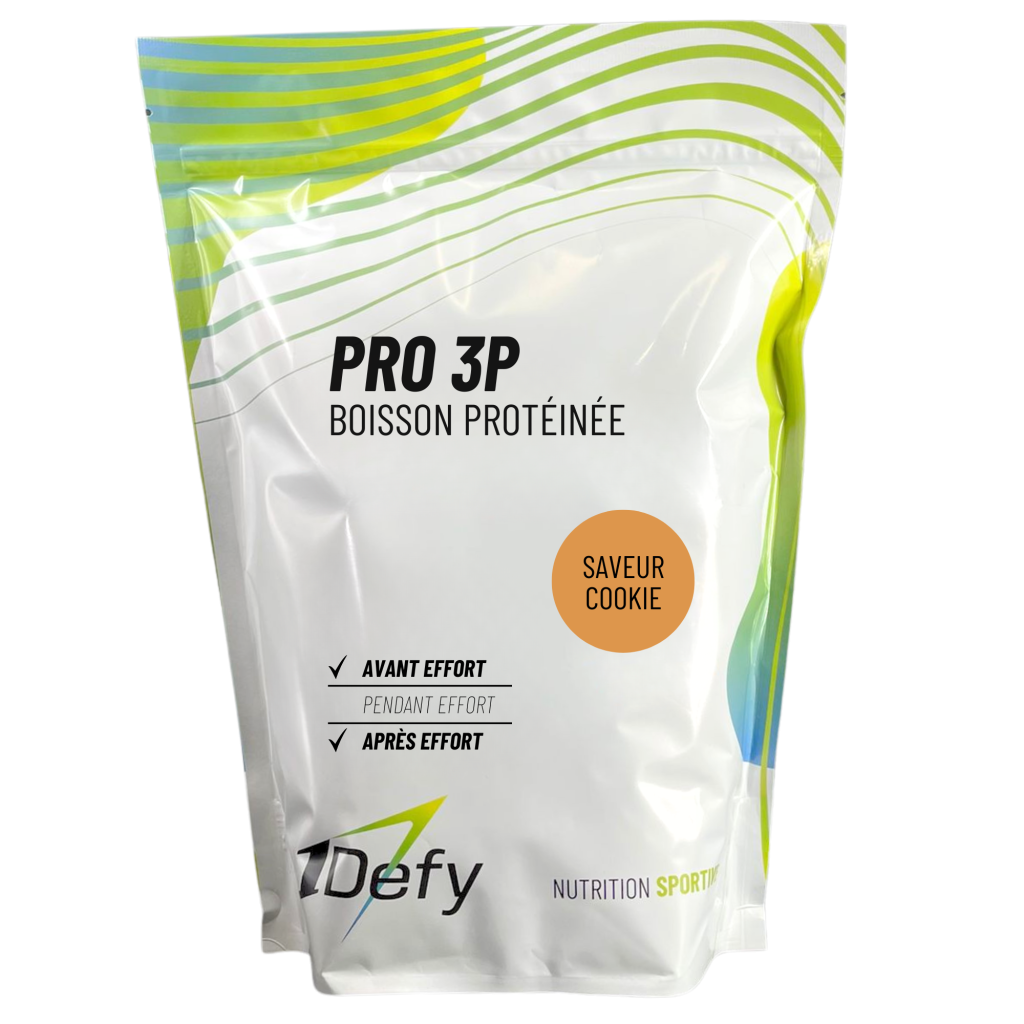 PRO 3P, mélange de whey et de collagène peptan B, protéines en poudre, saveur cookie, 1Defy Nutrition Sportive Made in Bourgogne Made in France