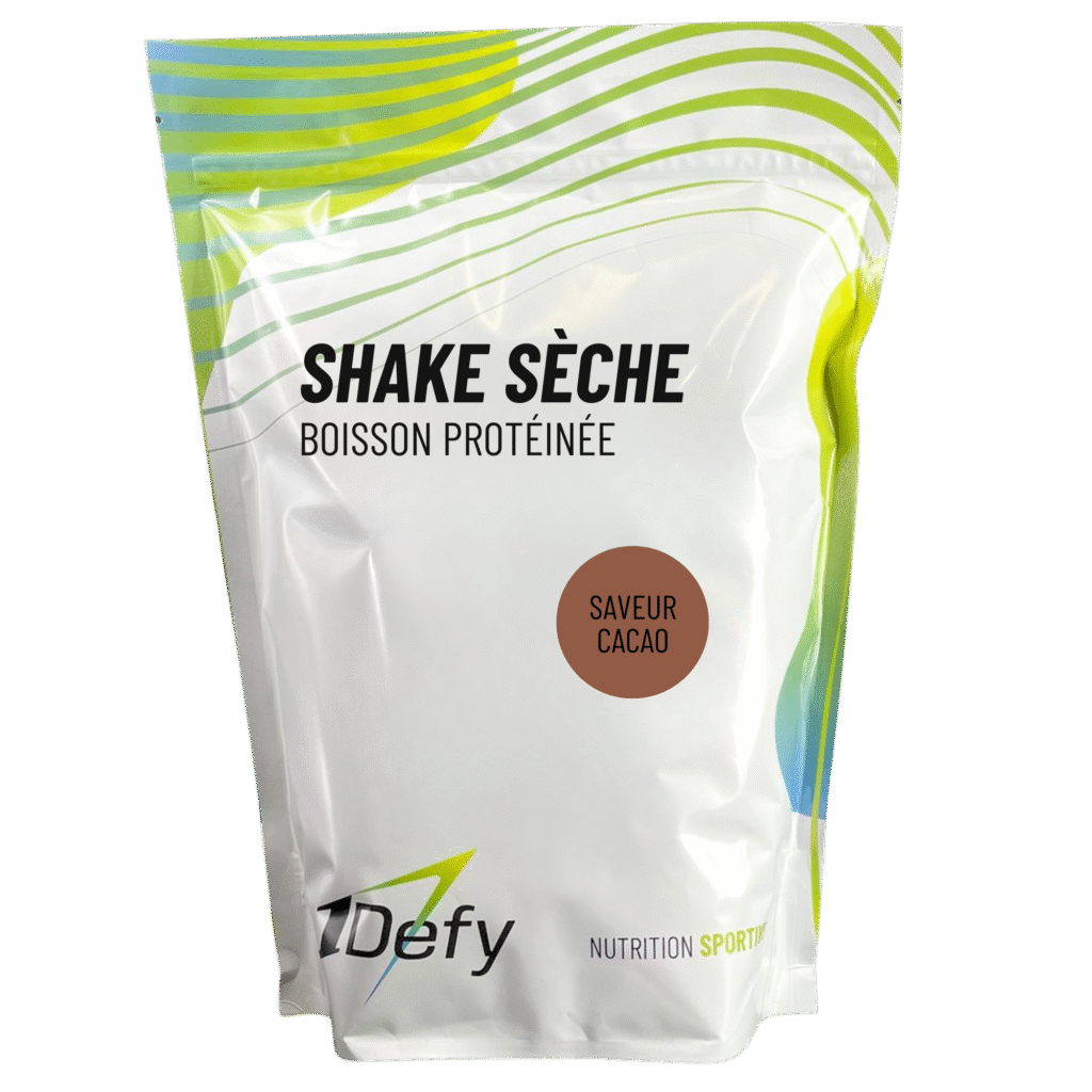 Boisson protéinée pour la sèche musculaire, Shake Sèche, saveur cacao, 1Defy Nutrition Sportive Made in Bourgogne Made in France