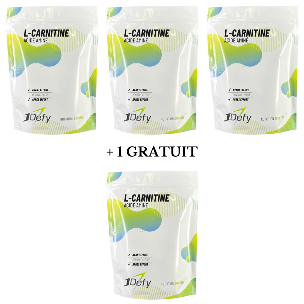 Acide aminé, L-Carnitine, saveur nature, pure, offre 3+1 gratuit, 1Defy Nutrition Sportive Made in Bourgogne Made in France, pour la sèche musculaire et la perte de poids et la perte de poids