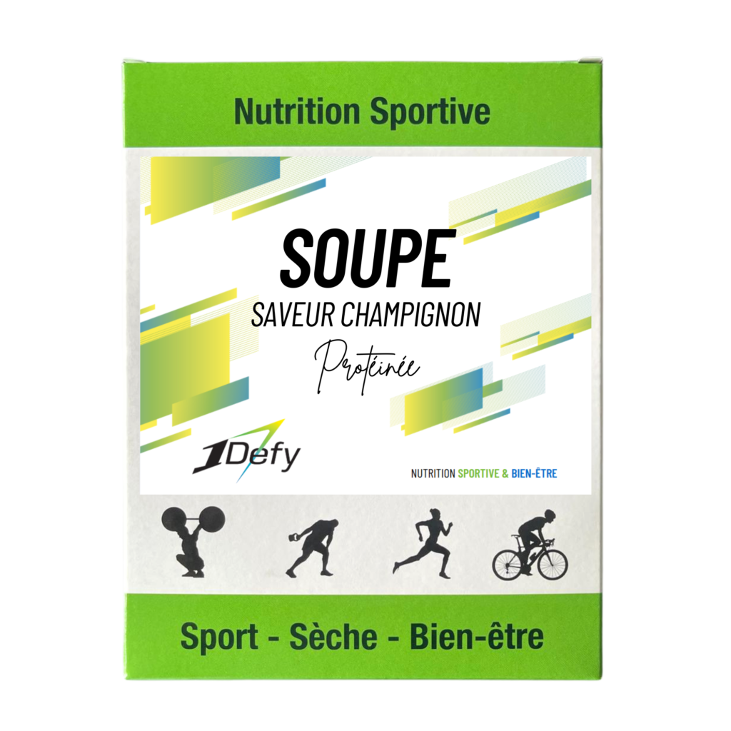 Soupe protéinée saveur champignon, velouté champignon, Boite de 5 soupes, 1Defy Nutrition Sportive Made in Bourgogone